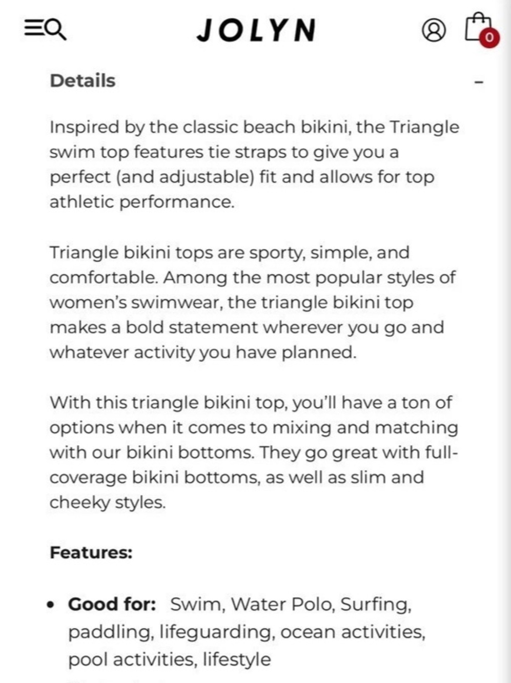 JOLYN Triangle Top - Picture 5 of 6